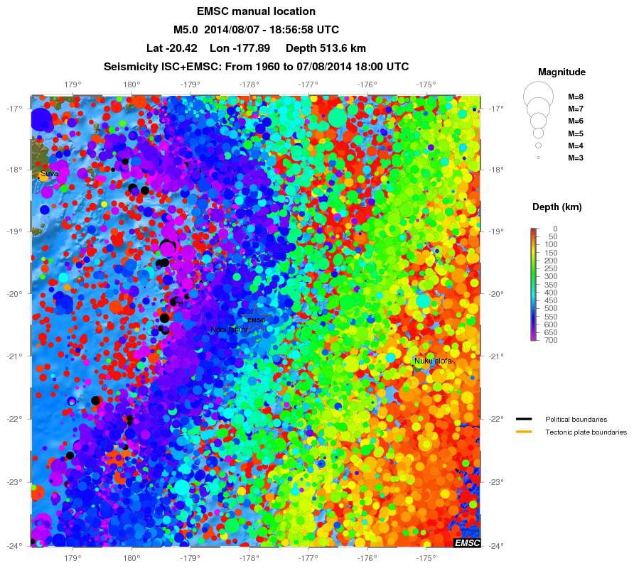 regional depth historical seismicity
