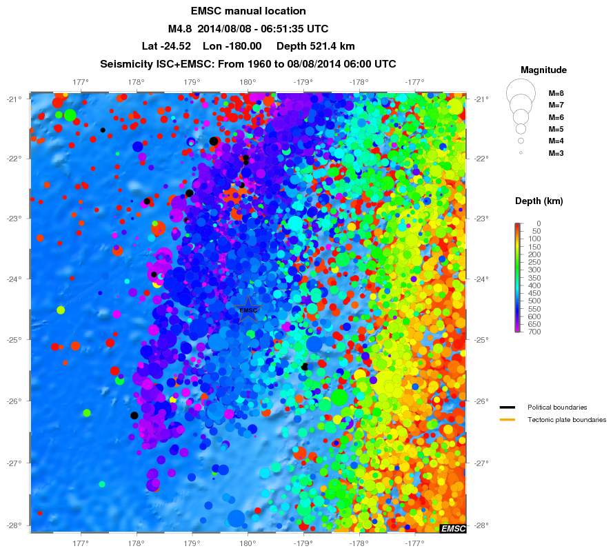 regional depth historical seismicity