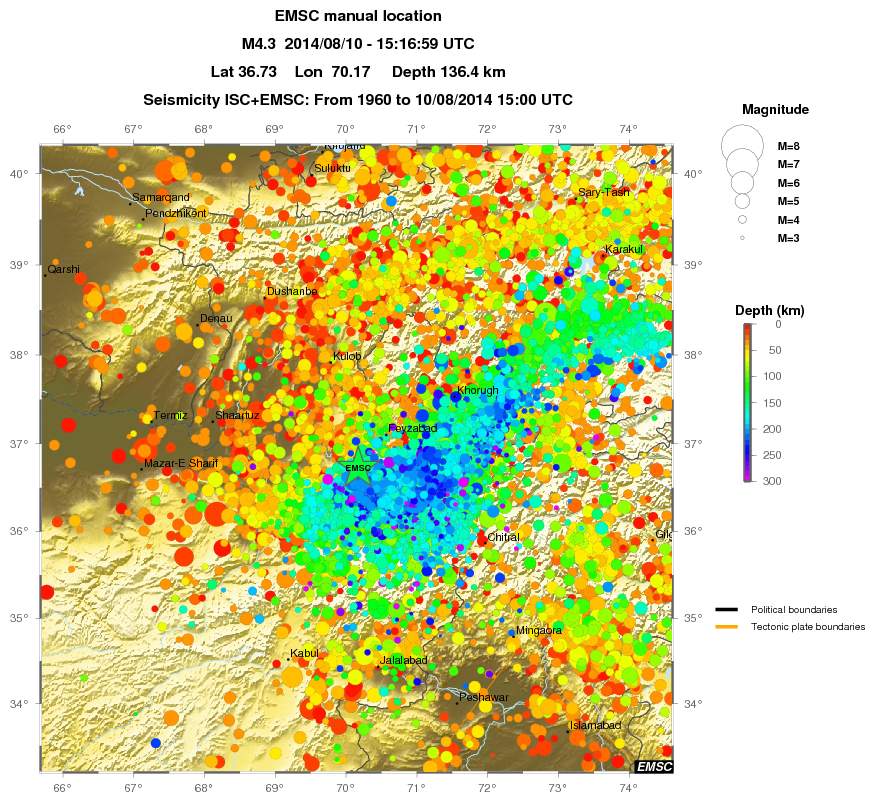 regional depth historical seismicity