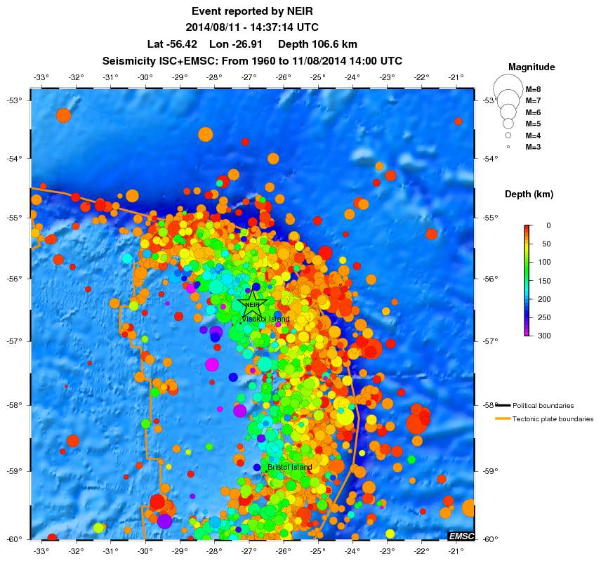 regional depth historical seismicity