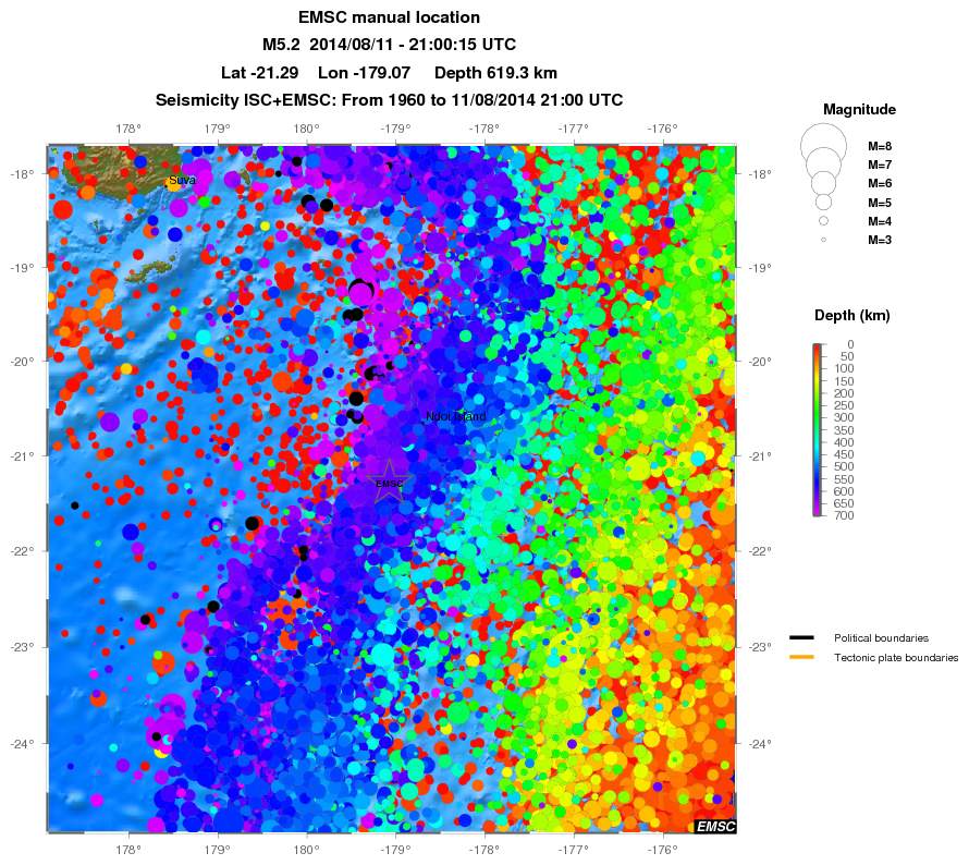regional depth historical seismicity
