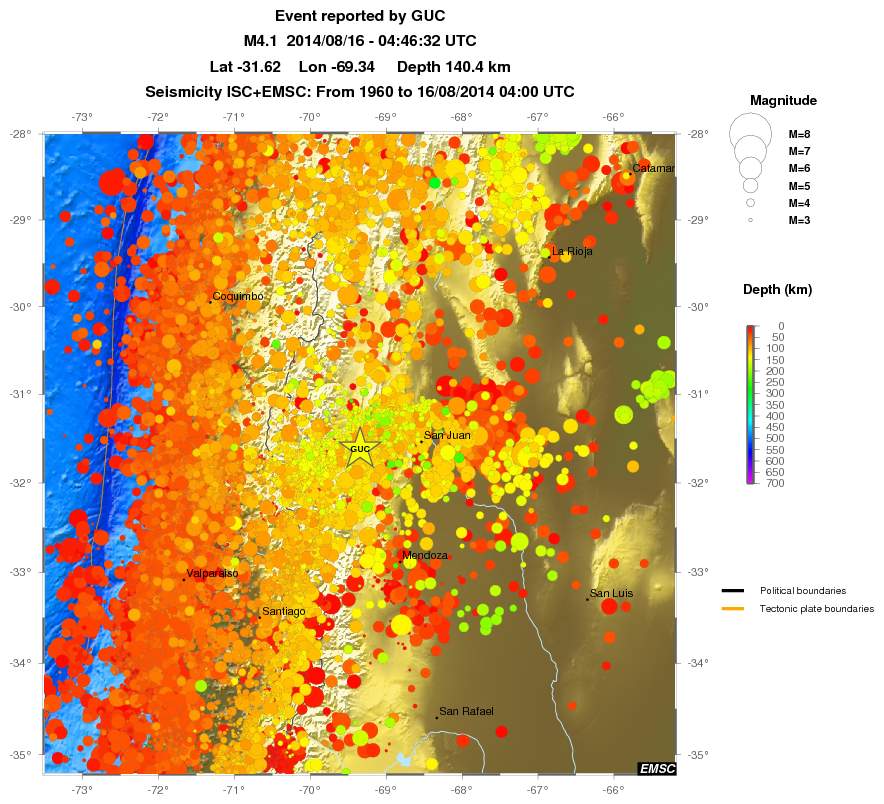 regional depth historical seismicity