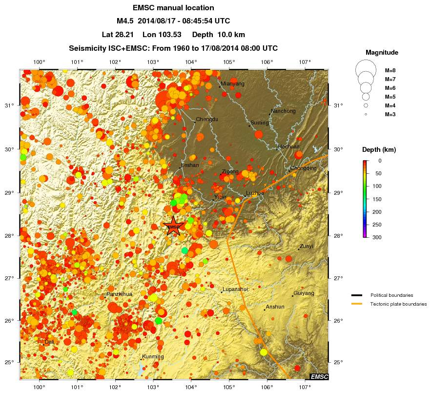 regional depth historical seismicity