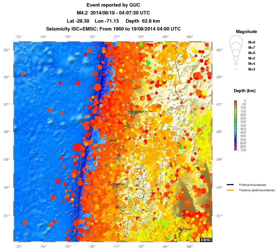 regional depth historical seismicity