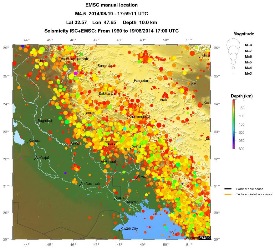 regional depth historical seismicity