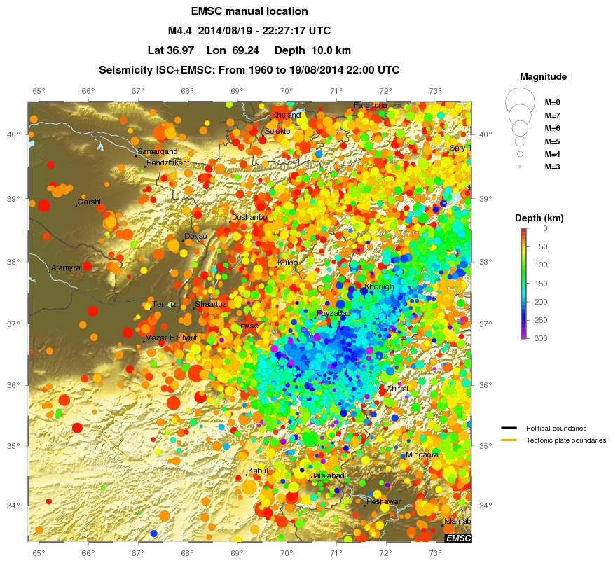 regional depth historical seismicity