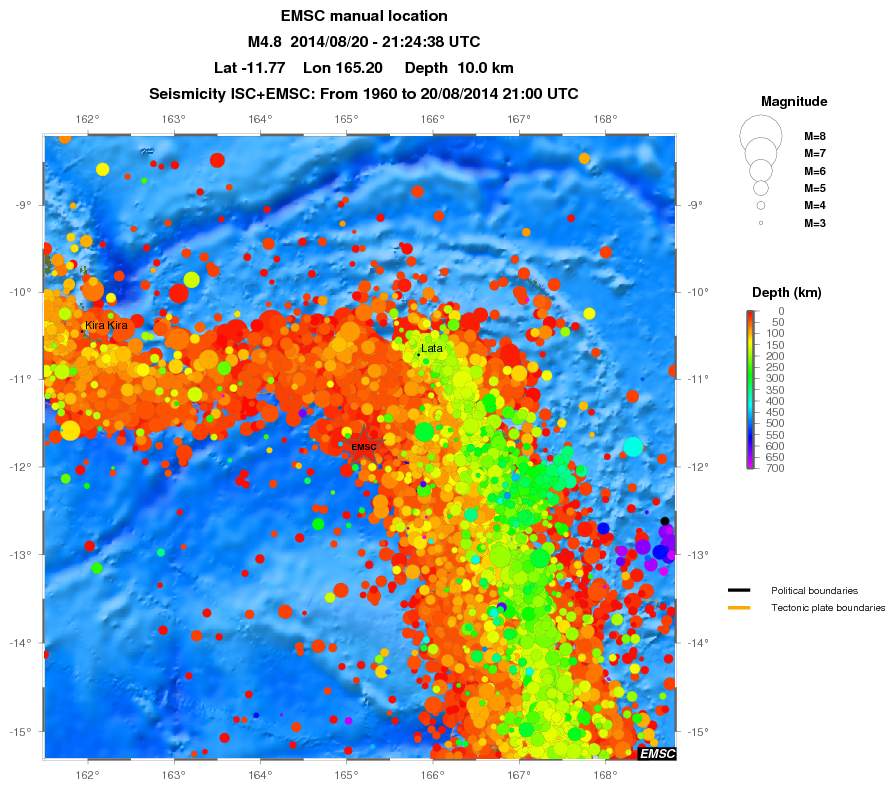 regional depth historical seismicity