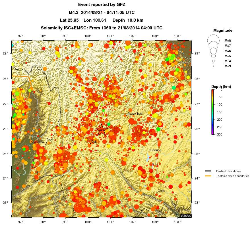 regional depth historical seismicity