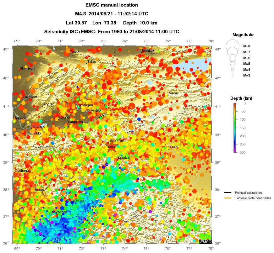 regional depth historical seismicity