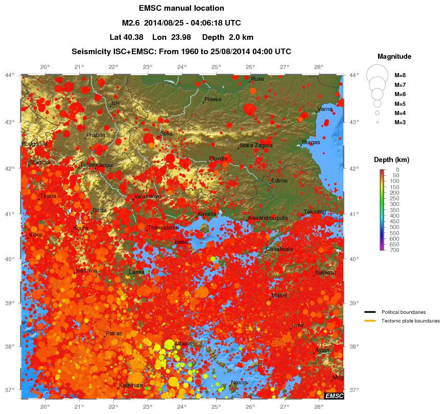 regional depth historical seismicity