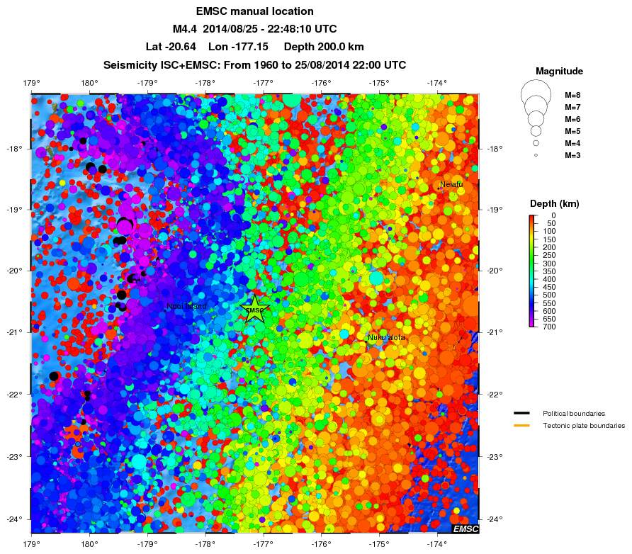 regional depth historical seismicity