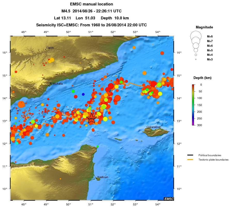 regional depth historical seismicity