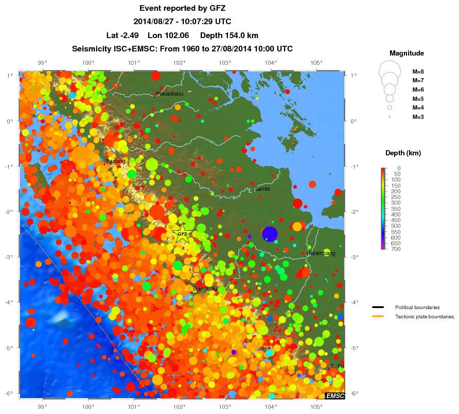 regional depth historical seismicity