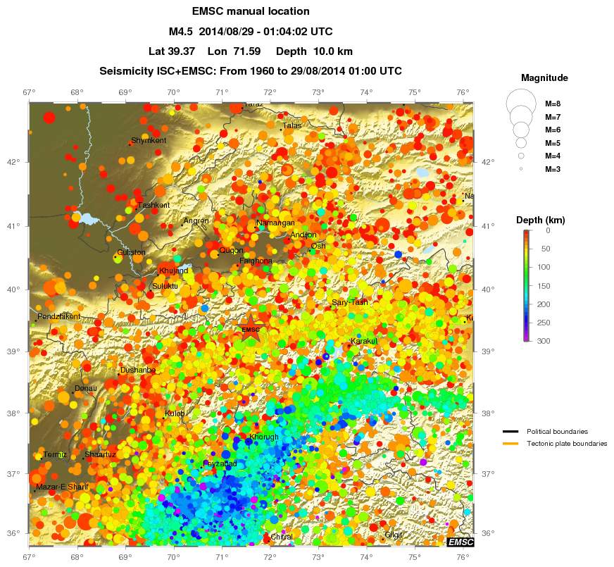 regional depth historical seismicity