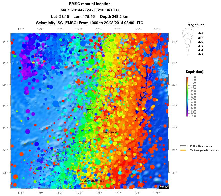 regional depth historical seismicity