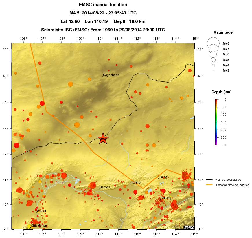 regional depth historical seismicity