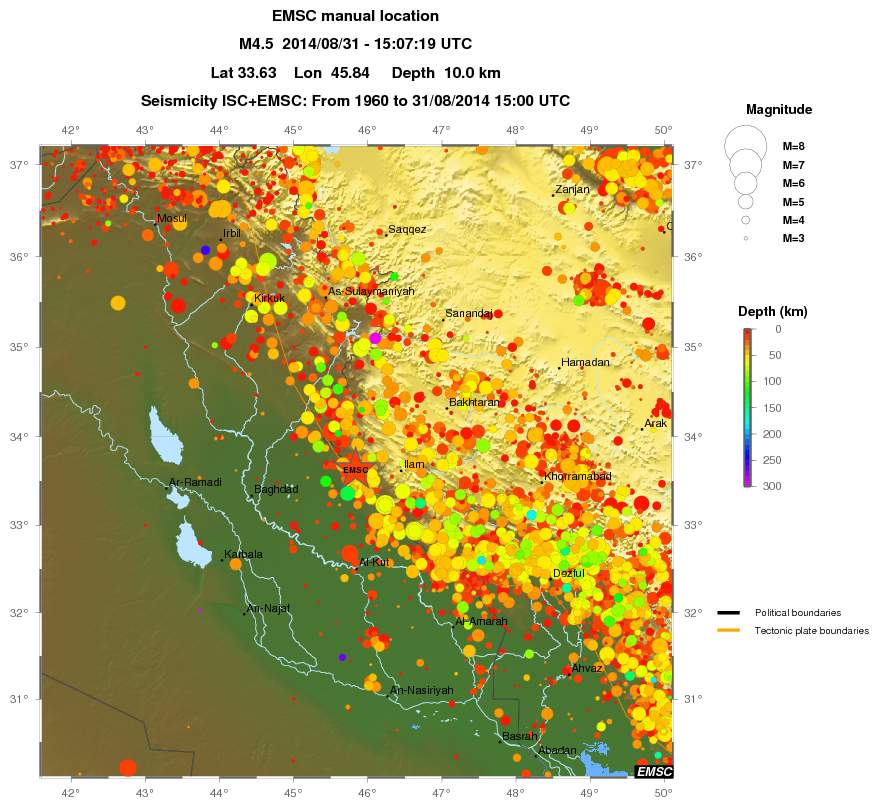 regional depth historical seismicity