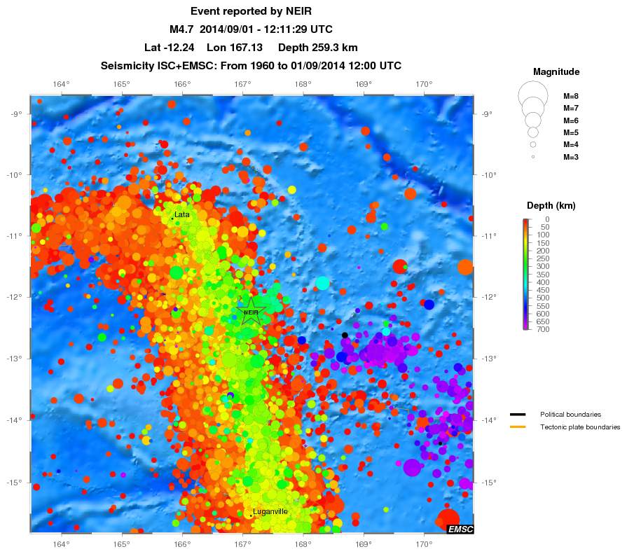 regional depth historical seismicity