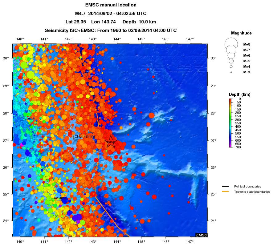 regional depth historical seismicity