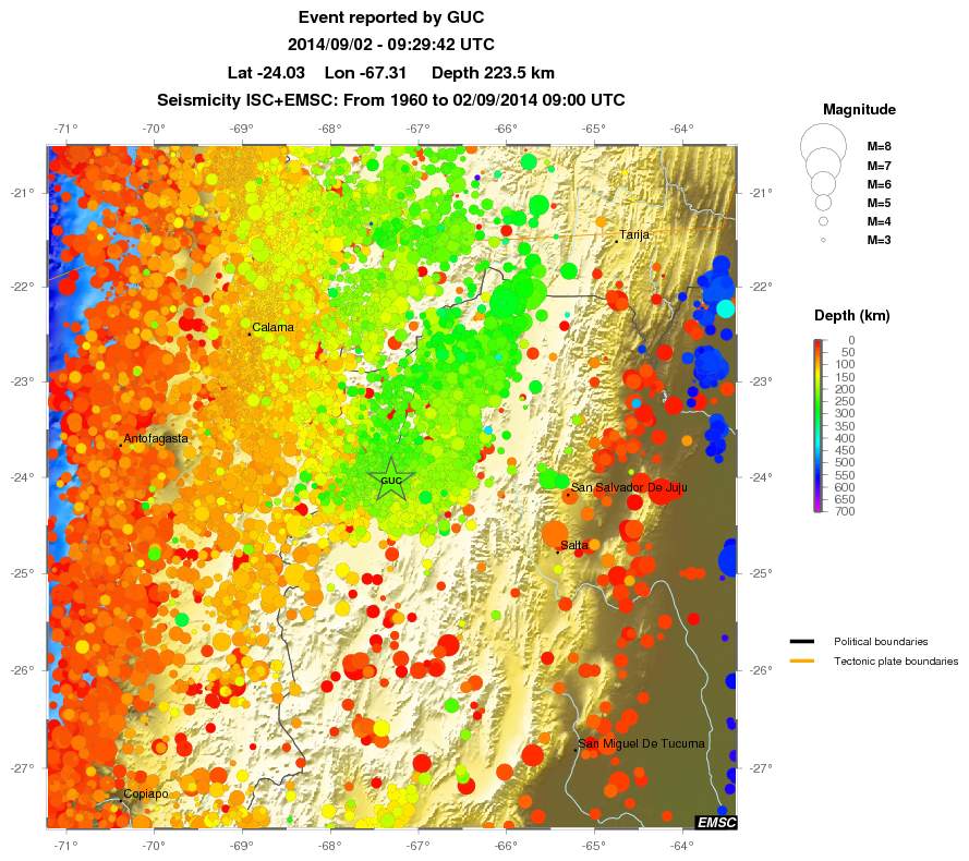 regional depth historical seismicity
