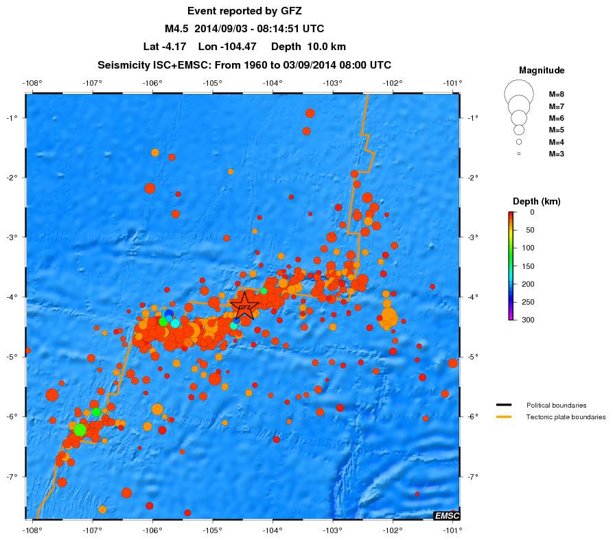 regional depth historical seismicity