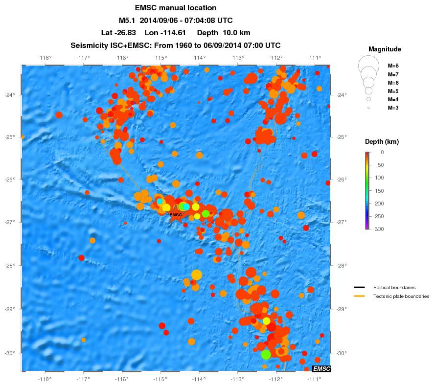 regional depth historical seismicity