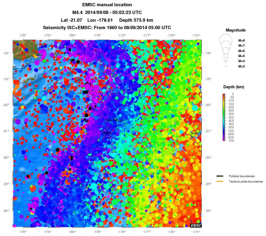 regional depth historical seismicity