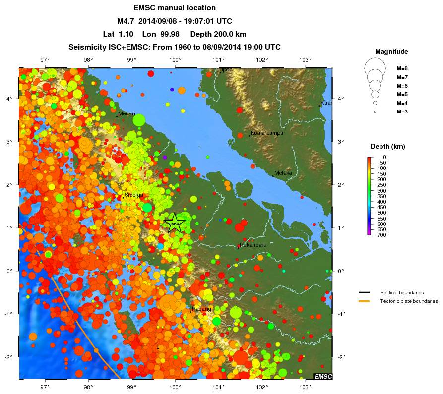 regional depth historical seismicity