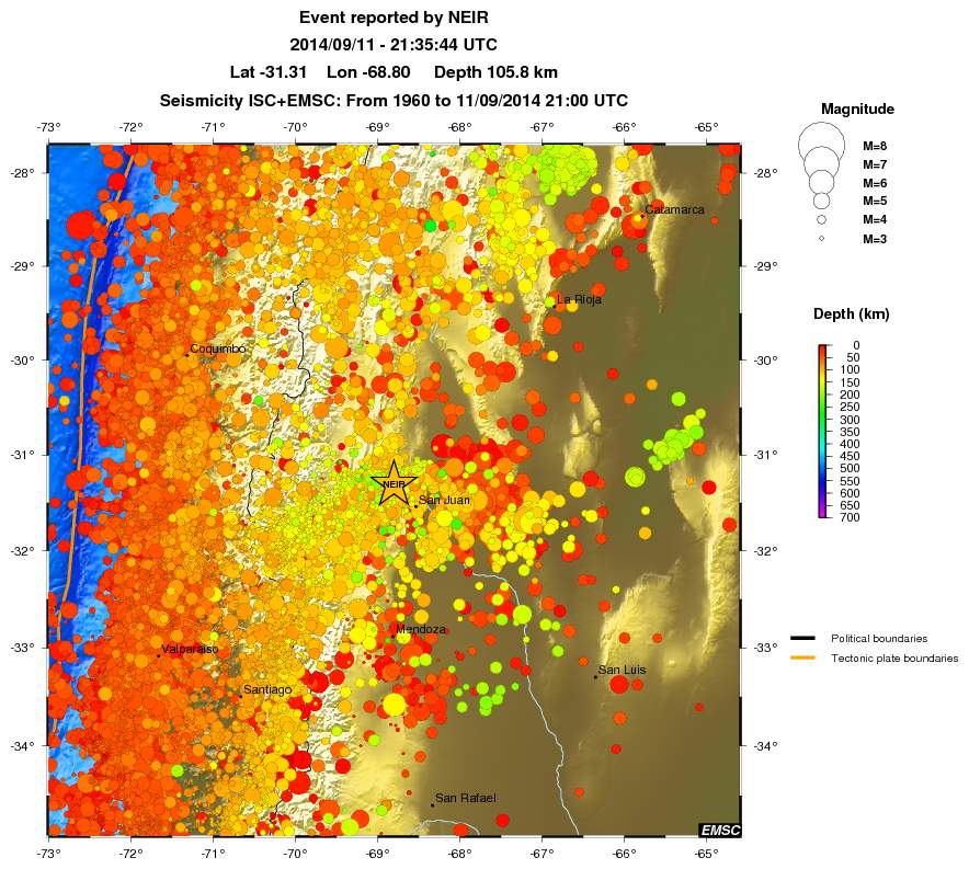 regional depth historical seismicity