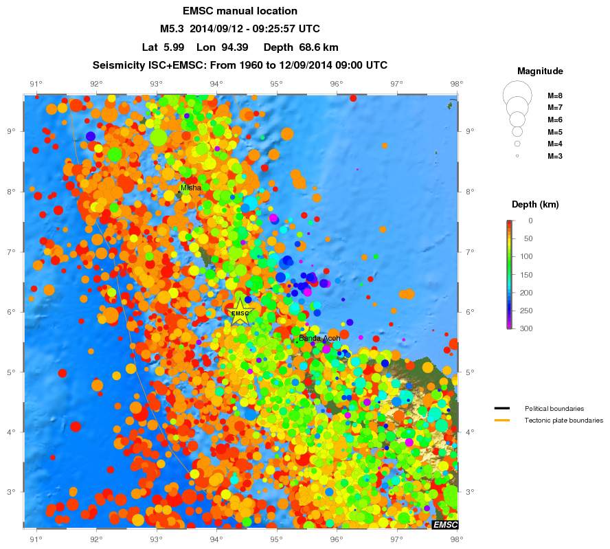 regional depth historical seismicity