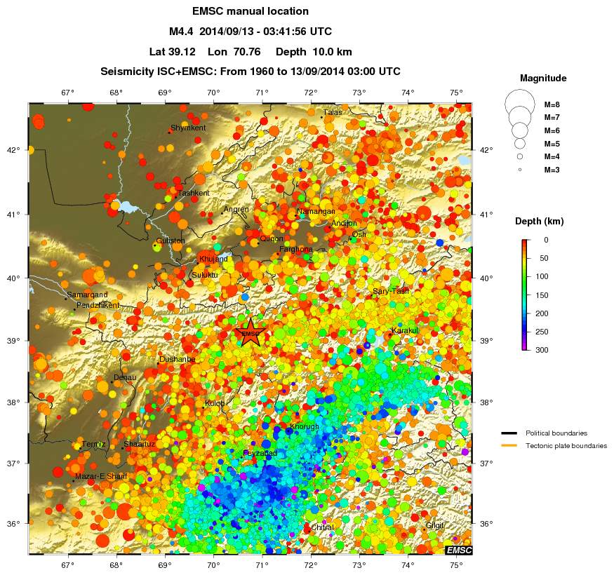 regional depth historical seismicity