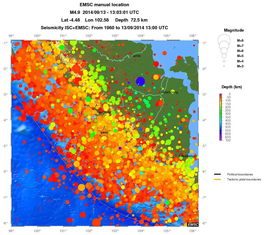 regional depth historical seismicity