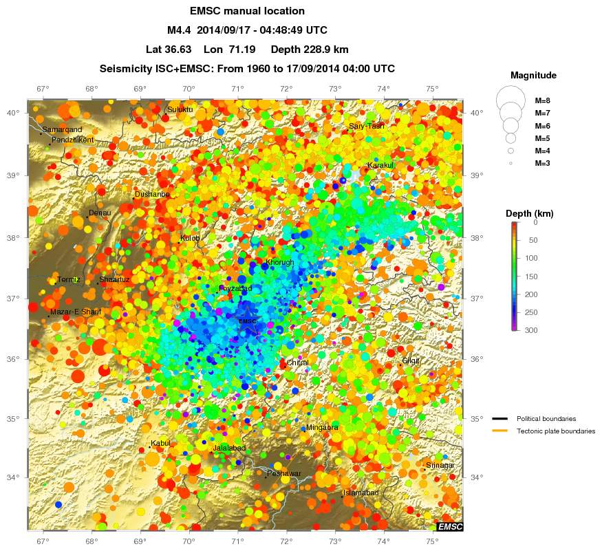 regional depth historical seismicity