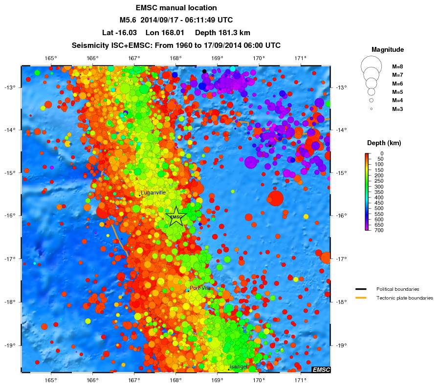 regional depth historical seismicity