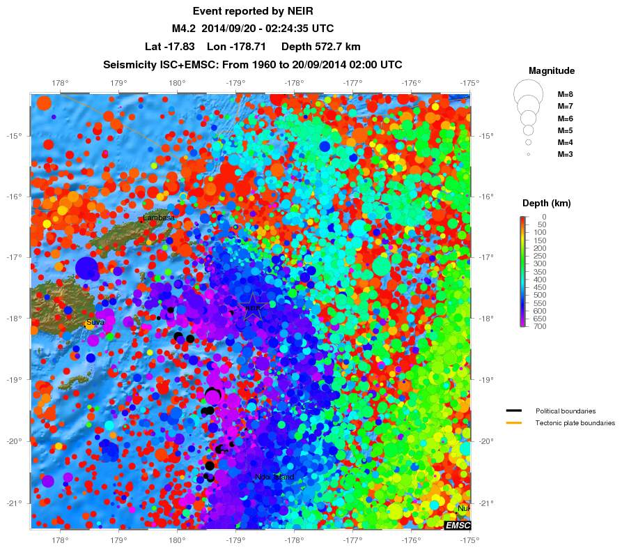 regional depth historical seismicity