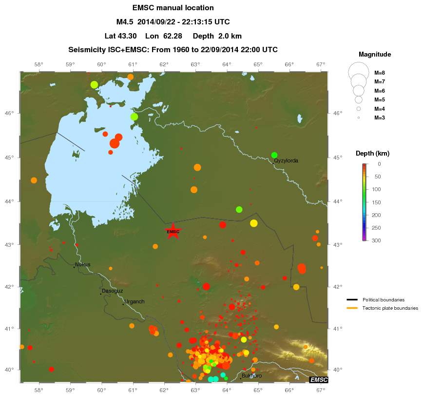 regional depth historical seismicity