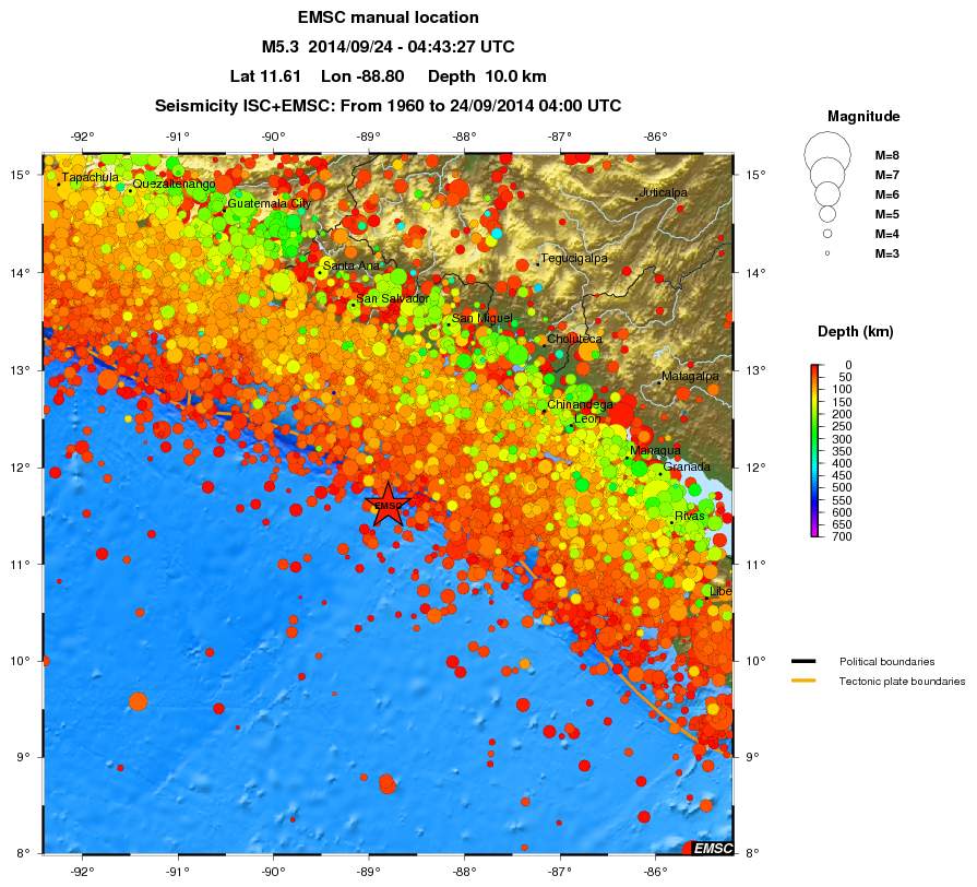 regional depth historical seismicity