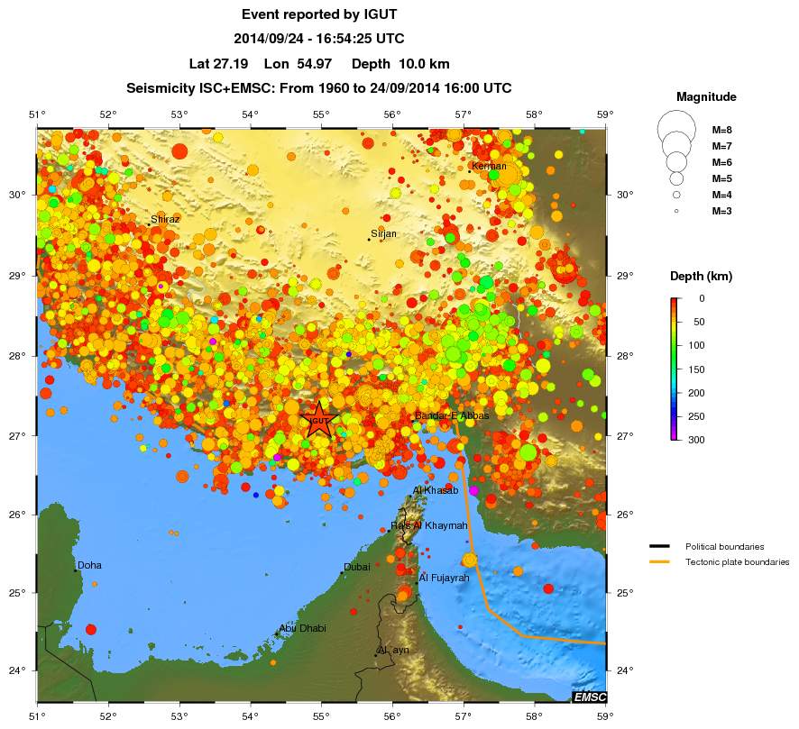 regional depth historical seismicity