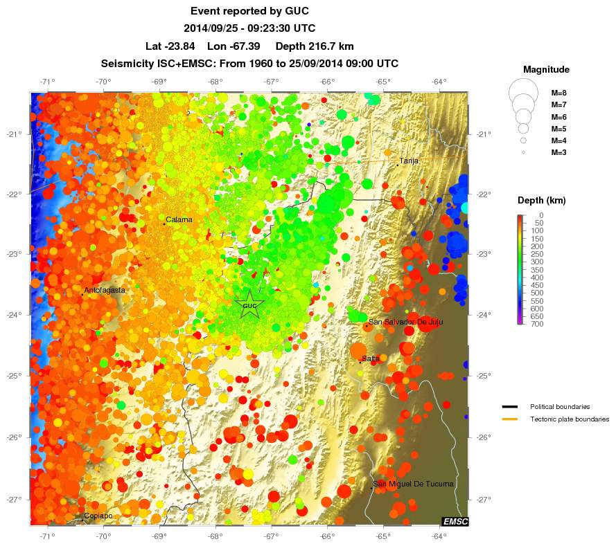 regional depth historical seismicity