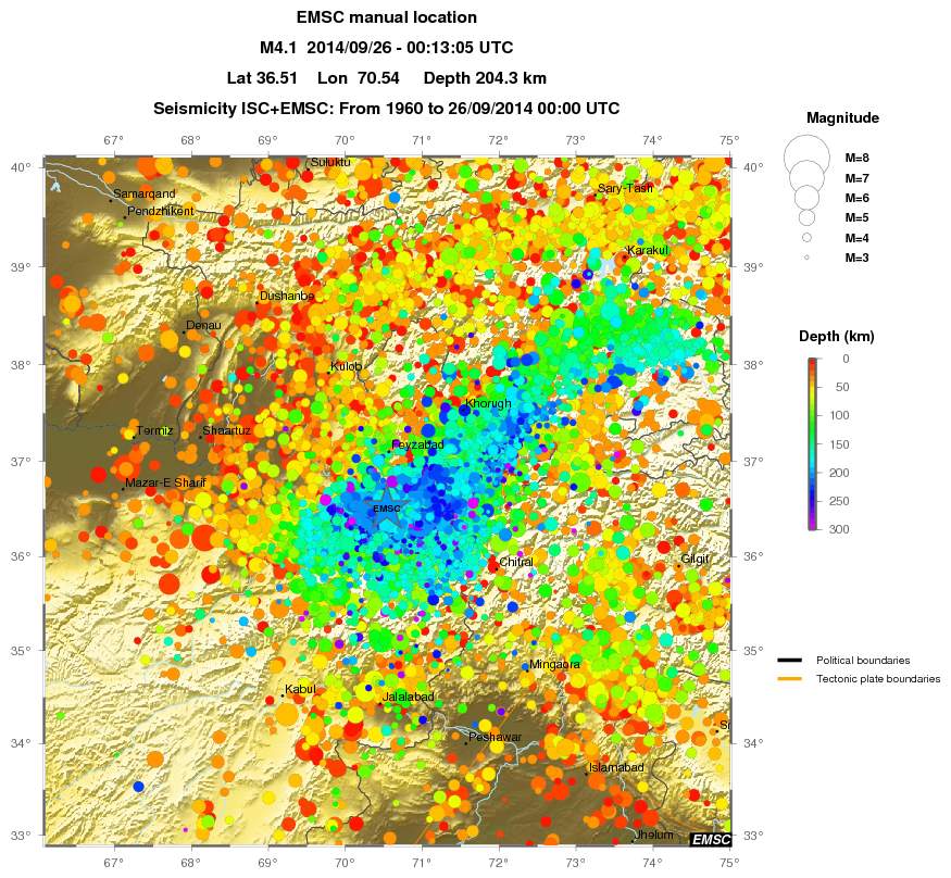 regional depth historical seismicity