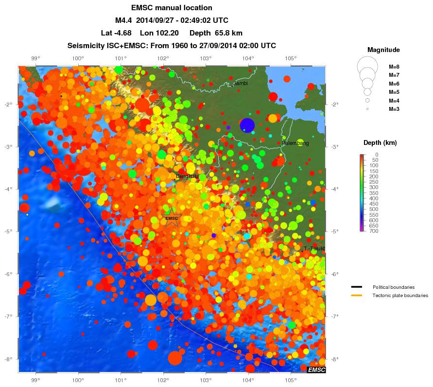 regional depth historical seismicity