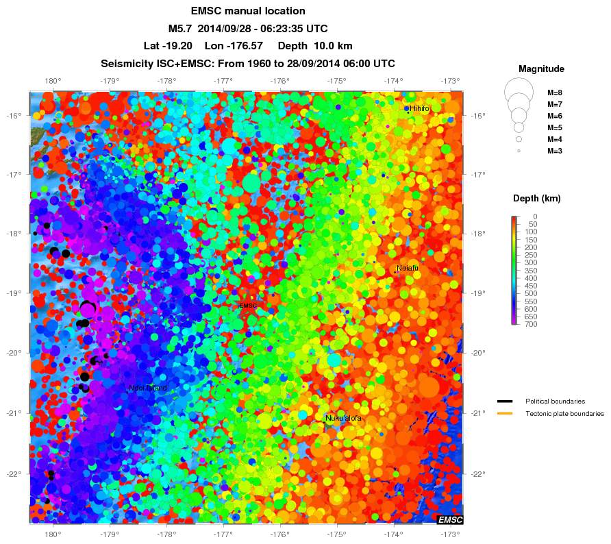 regional depth historical seismicity