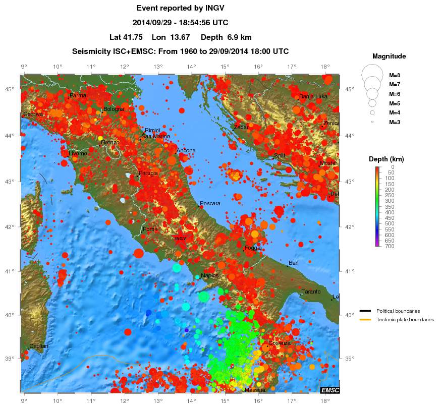 regional depth historical seismicity