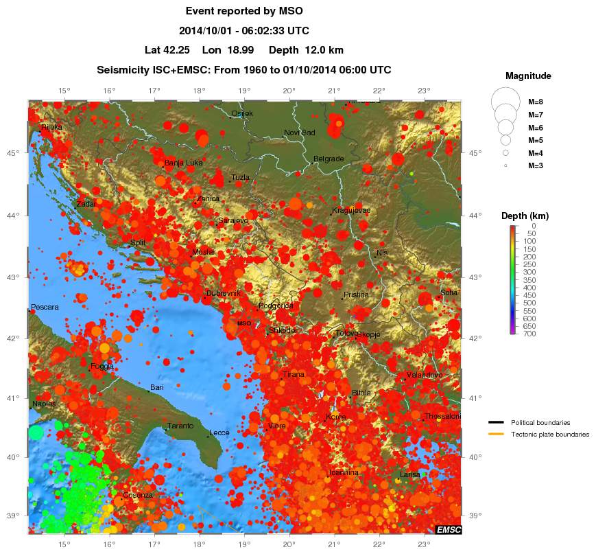 regional depth historical seismicity
