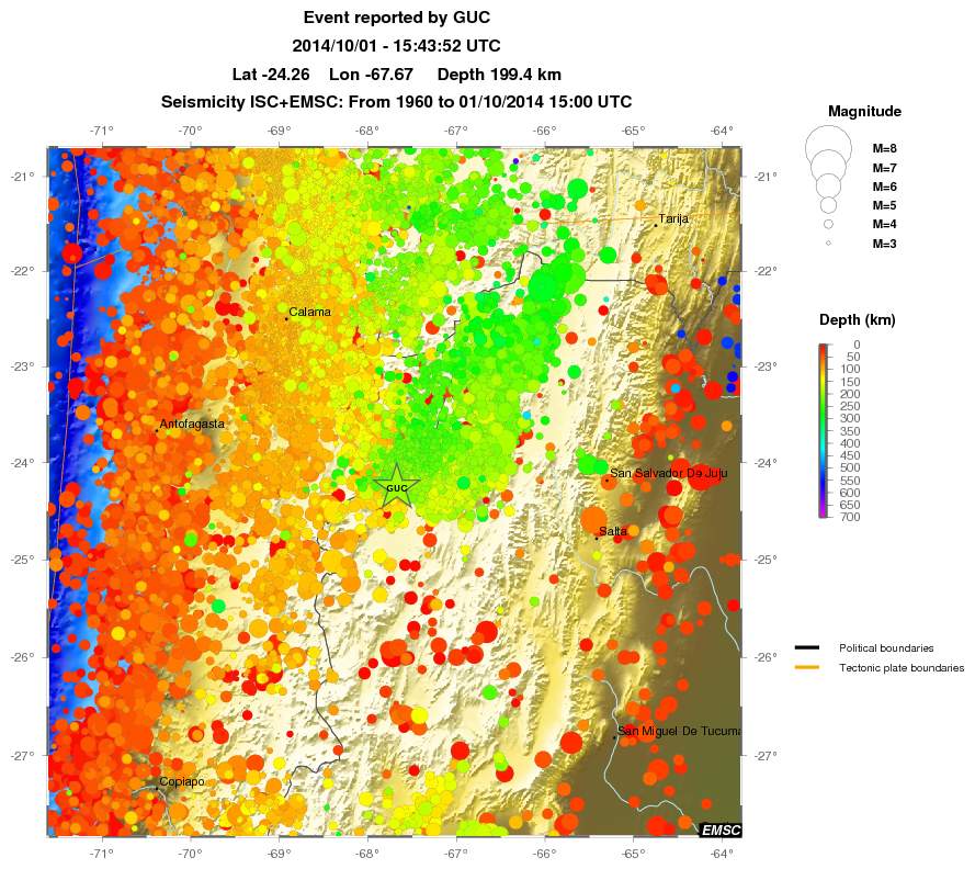 regional depth historical seismicity