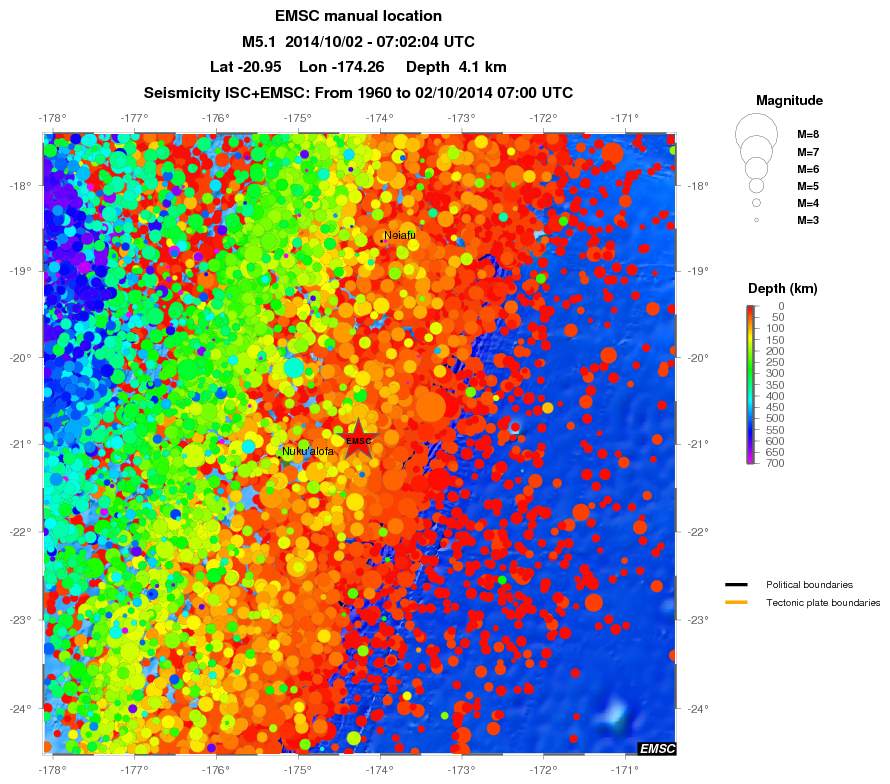 regional depth historical seismicity