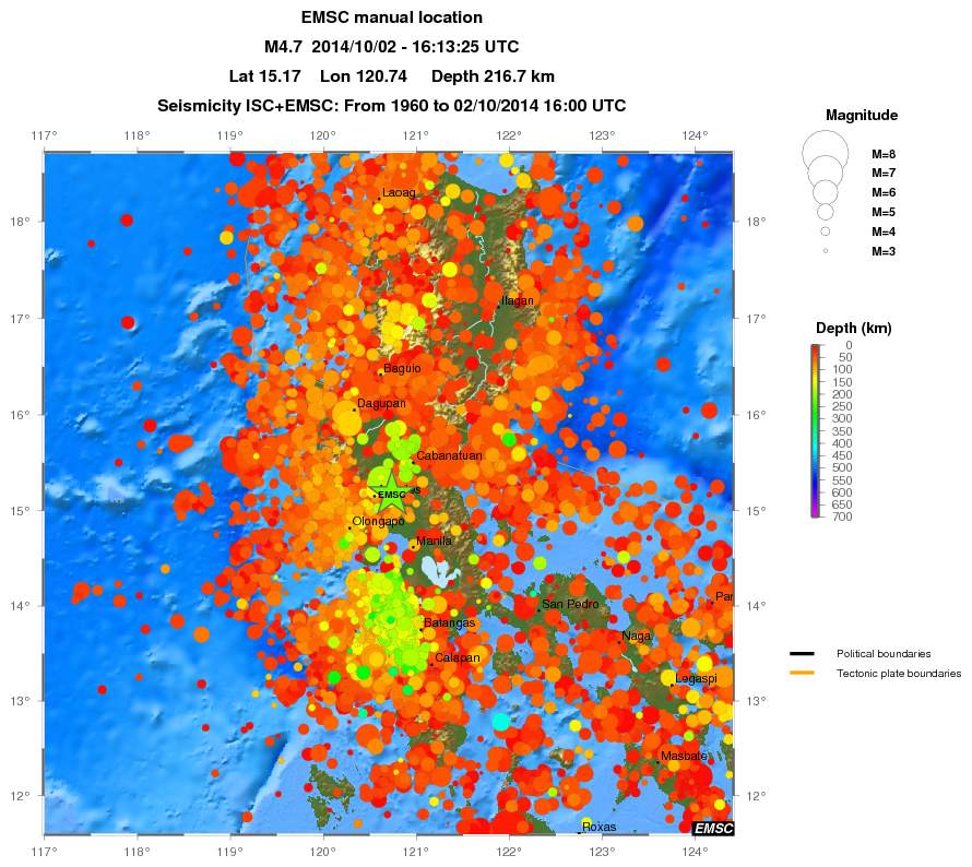 regional depth historical seismicity