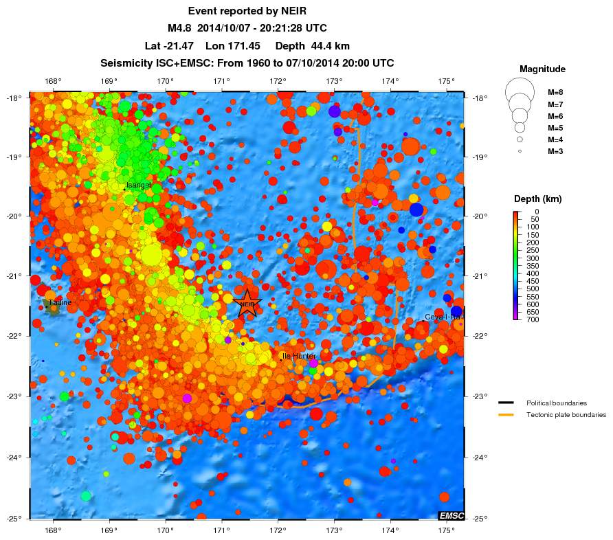 regional depth historical seismicity
