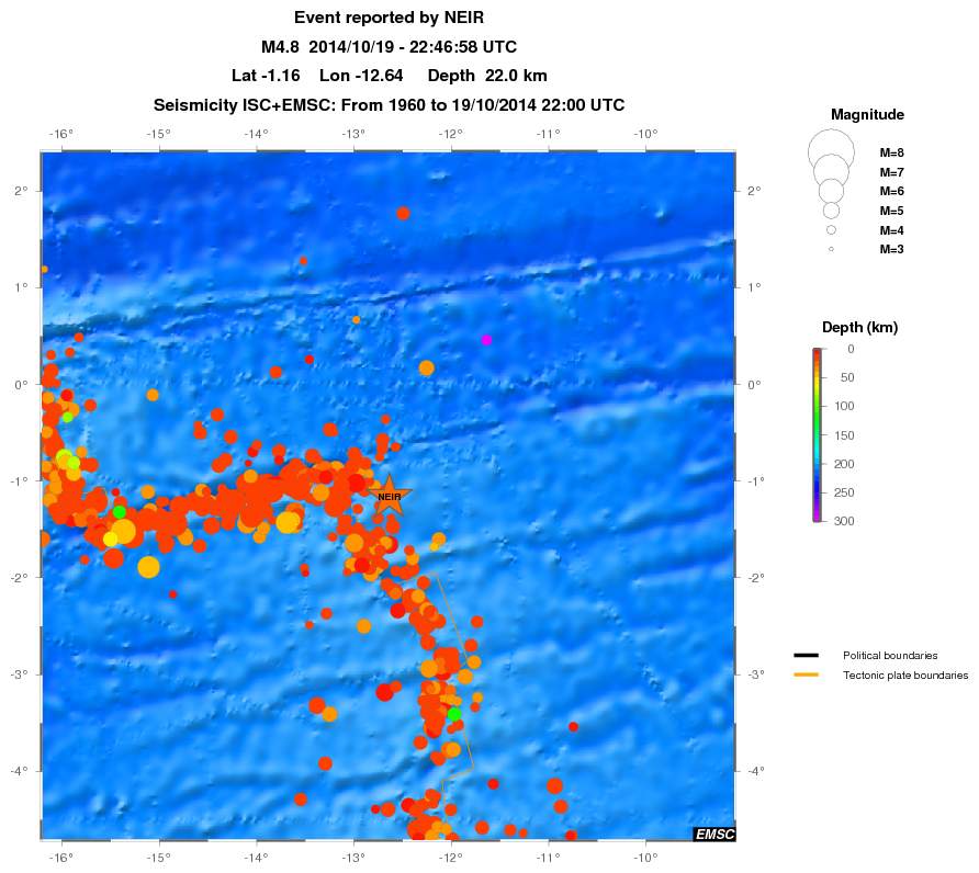 regional depth historical seismicity