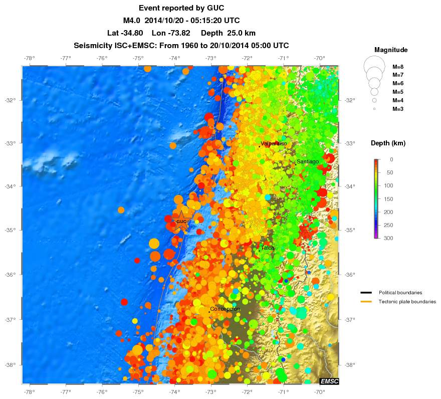regional depth historical seismicity